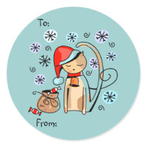 Christmas Kitty Holiday Gift Tag Sticker