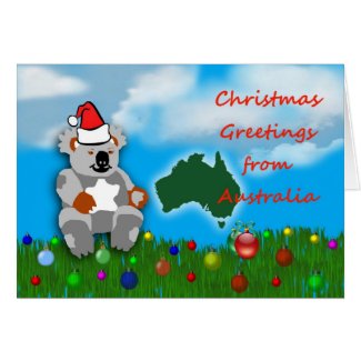 Christmas koala marsupial Australian Christmas Greeting Cards