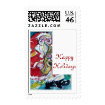 CHRISTMAS L LETTER /SANTA AND SAX MONOGRAM POSTAGE STAMPS