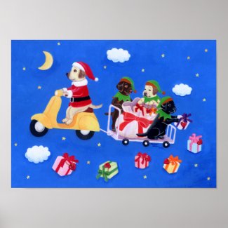 Christmas Labrador Delivery Painting Poster
