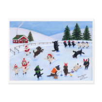 Christmas Labrador Fun Painting Post Cards