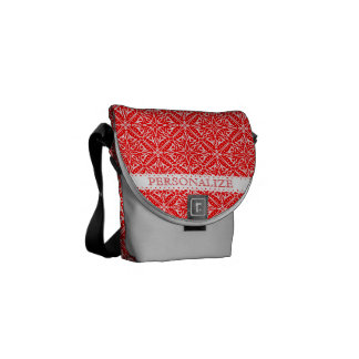 Christmas Lace Red and White Delicate Lacy Pattern Messenger Bags