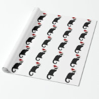 Christmas Le Chat Noir With Santa Hat Wrapping Paper