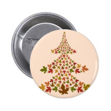 Christmas Leaf Tree Pinback Button