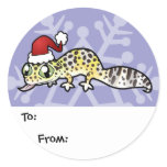 Christmas Leopard Gecko Gift Tags Round Stickers
