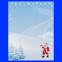 Christmas Letter Paper - Santa Claus Waving Letterhead Design