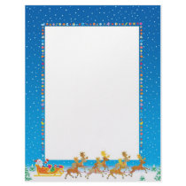 Christmas Letter Paper - Santa in Sleigh Design letterhead