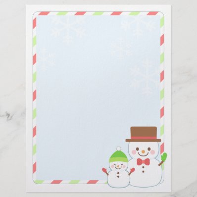 Christmas Letter Paper - Smiling Snowman Letterhead Template