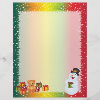 P on Christmas Letter Paper Smiling Snowman Letterhead