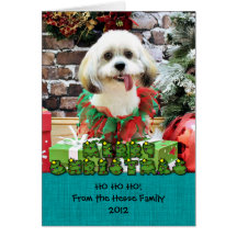Christmas - Lhasa Apso - Clover Greeting Card