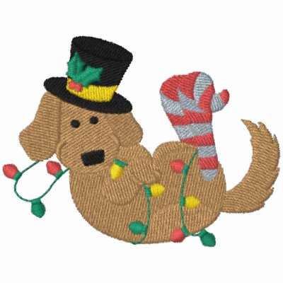 Christmas Lights Dog Embroidered Hoody by Embroidery4U