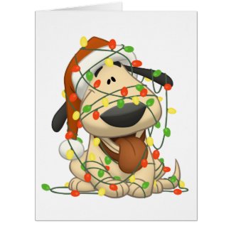 Christmas Lights Funny Puppy Dog Card