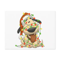 Christmas Lights Funny Puppy Dog Post Card