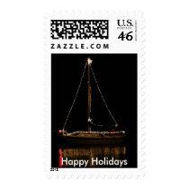 Christmas Lights on Sailboat Postage
