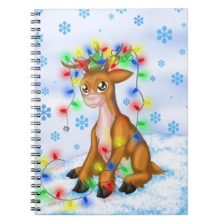 Christmas Lights Reindeer Spiral Notebooks