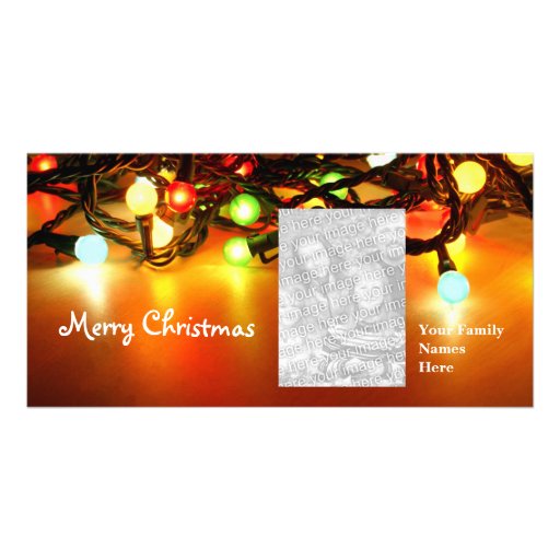 Christmas Lights template Customized Photo Card