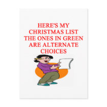 christmas list joke postcards