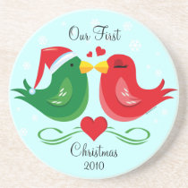 Christmas Lovebirds 1st Christmas Coaster coasters