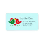 Christmas Lovebirds Save The Date Label