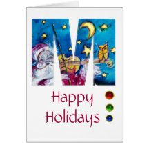 CHRISTMAS M LETTER / INSPIRED SANTA MONOGRAM GREETING CARD