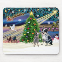 Christmas Magic Australian Cattle Dogs (two) mousepads by dogartchristmasgifts Christmas Magic Australian Cattle Dogs (two) mousepads