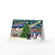 Christmas Magic-Boston Terrier (2) cards by dogartchristmasgifts Christmas Magic-Boston Terrier (2) cards