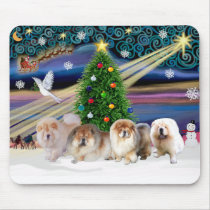 Christmas Magic Chow Chows (four) mousepads