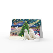 Christmas Magic Kuvasz (two) cards by dogartchristmasgifts Christmas Magic Kuvasz (two) cards