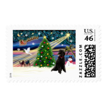 Christmas Magic Poodle (black Standard) Postage Stamp