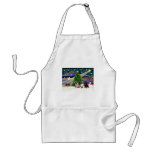 Christmas Magic Pugs (three, 2 fawn, 1 black) Apron