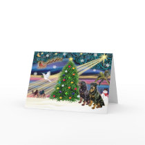Christmas Magic Rottweilers (two) cards by dogartchristmasgifts Christmas Magic Rottweilers (two) cards