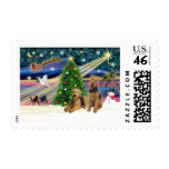 Christmas Magic - Two Airedales postage