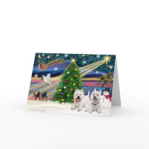 Christmas Magic West Highland Terrier (two) cards by dogartchristmasgifts Christmas Magic West Highland Terrier (two) cards