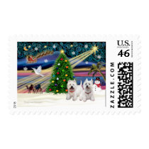 Christmas Magic West Highland Terrier (two) Postage Stamp