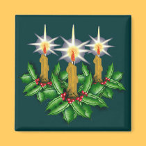 Christmas Magnets with Holly and Candles magnets