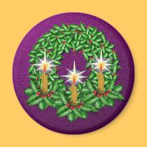 Christmas Magnets with Holly and Candles magnets