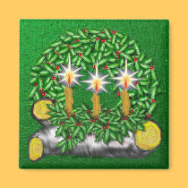 Christmas Magnets with Holly and Candles magnets