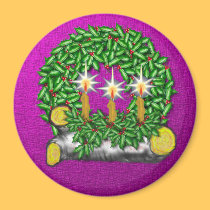 Christmas Magnets with Holly and Candles magnets