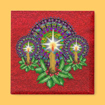 Christmas Magnets with Holly and Candles magnets