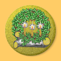 Christmas Magnets with Holly and Candles magnets
