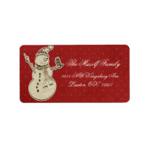 Christmas Mailing address labels snowman red