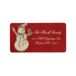 Christmas Mailing address labels snowman red