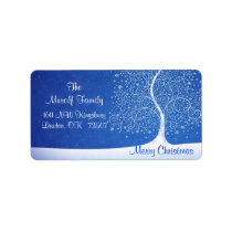 Christmas Mailing address labels tree blue snow