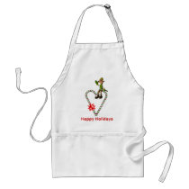 Christmas Male Elf Candy Cane Heart Holiday Apron