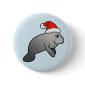 Christmas Manatee Santa Round Button