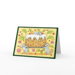 Christmas Mice Carrying a Fruit Cake Dessert card