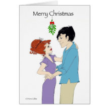 Christmas Mistletoe Couple Greeting Cards