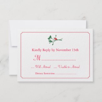 Christmas Mistletoe RSVP Card Invitation