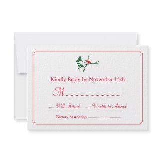 Christmas Mistletoe RSVP Card Invitation