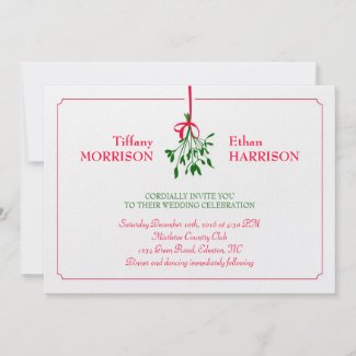 Christmas Mistletoe Wedding Invitation